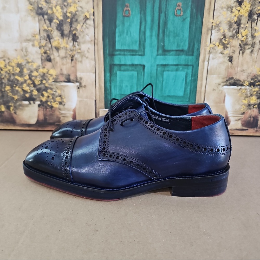 MANWALK Men's Full Grain Leather Hand Crafted Hand Painted Patina Captoe Shoe 8